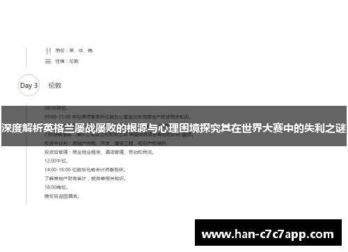 深度解析英格兰屡战屡败的根源与心理困境探究其在世界大赛中的失利之谜